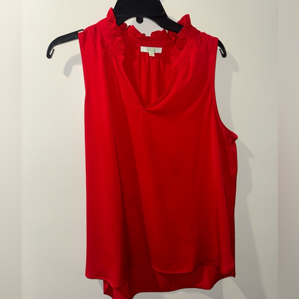 Jade red ruffled blouse